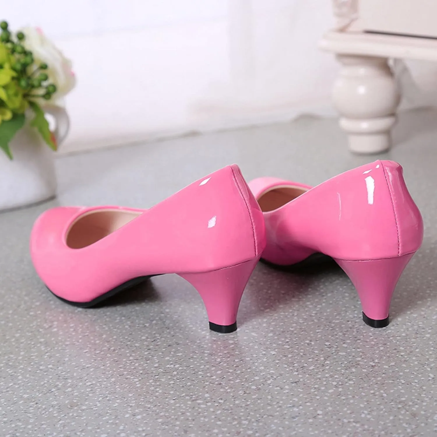 AMDBEL Pumps for Women Dressy Comfortable, Women's Low Kitten Heel Pumps Classic Fashion Dress Pumps Heeled Shoes Office Work