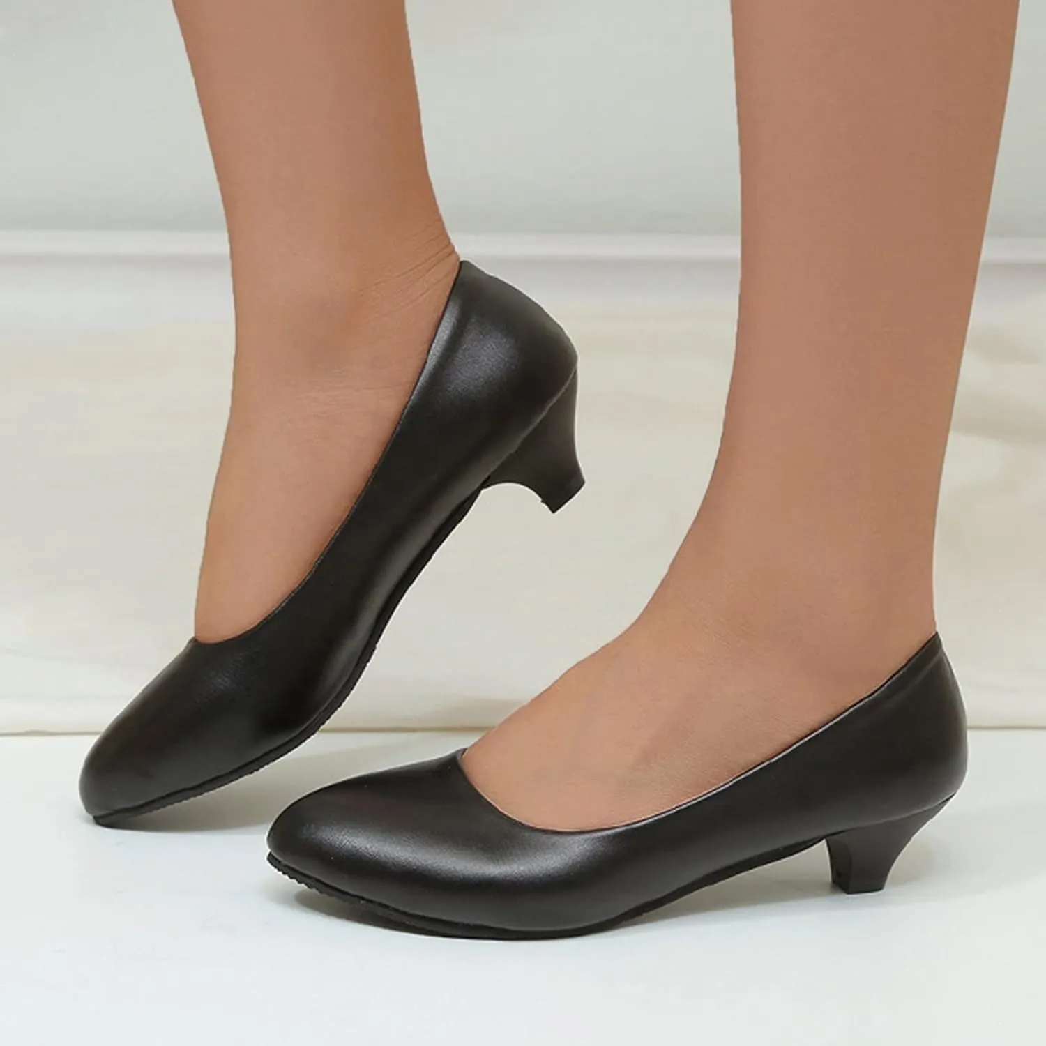 AMDBEL Pumps for Women Dressy Comfortable, Women's Low Kitten Heel Pumps Classic Fashion Dress Pumps Heeled Shoes Office Work
