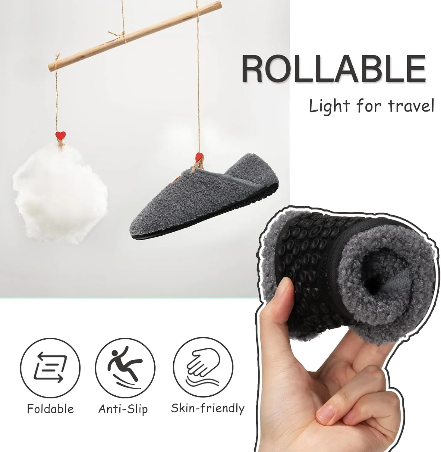 ATHMILE House Slippers for Women Men Indoor Barefoot Slippers Socks Furry Slip on House Shoes Cozy Comfy Slippers for Home Bedroom Travel Yoga