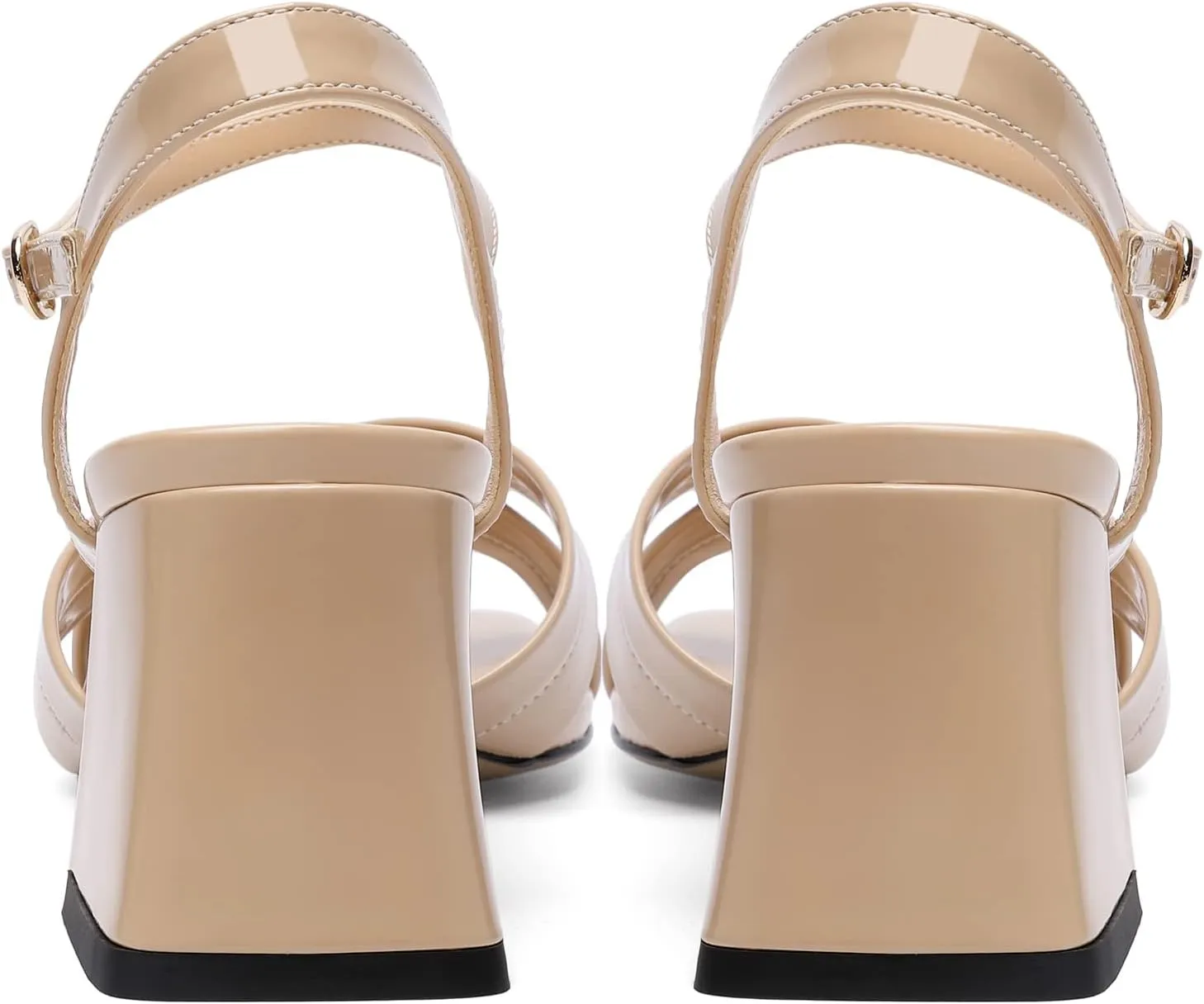 AUMOTED Women's Square Open Toe Sandals 2.5" Block Heel Ankle Strap Slingback Chunky High Heeled Dress Pump Shoes for Summer