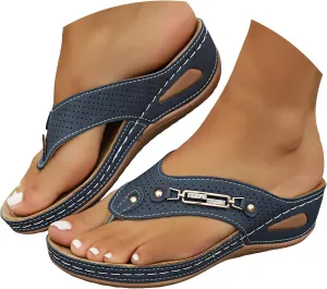 Avylays Women's Purple Orthopedic Wedge Sandals, Breathable Mesh Sports Sandals with Non-Slip Sole, Casual Wedge Sandals