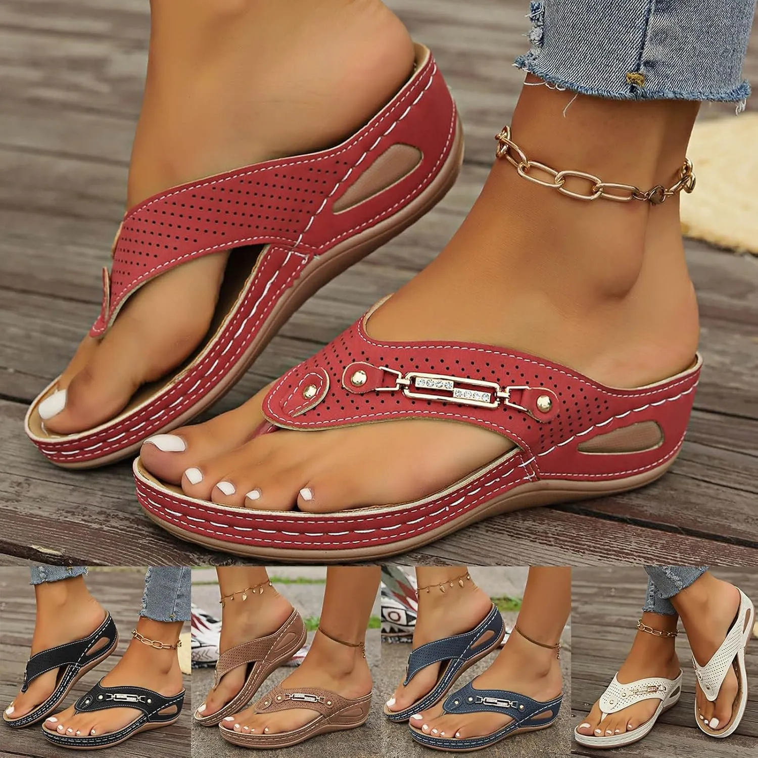 Avylays Women's Purple Orthopedic Wedge Sandals, Breathable Mesh Sports Sandals with Non-Slip Sole, Casual Wedge Sandals