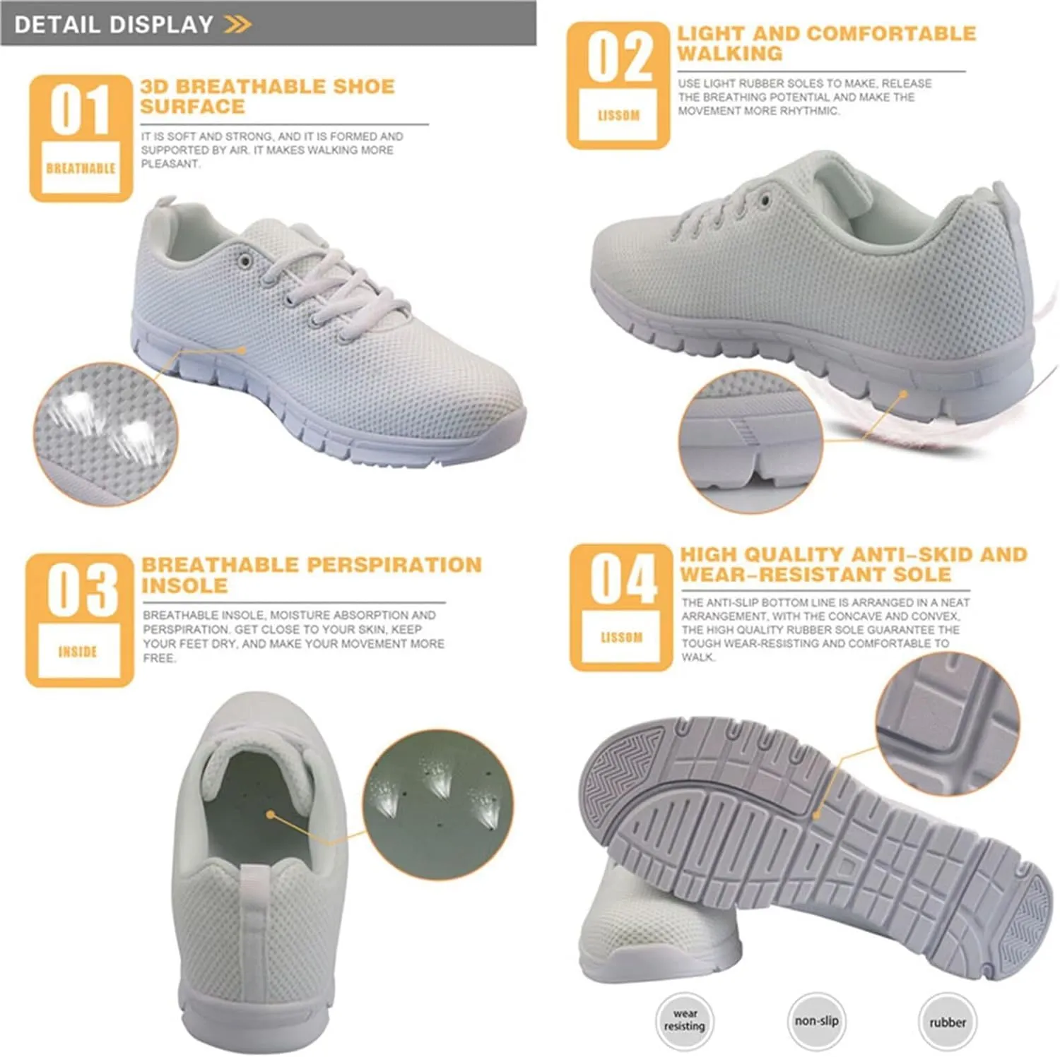 Casual Lace Up Sneakers for Women Men Sport Athletic Tennis Breathable Running Shoes