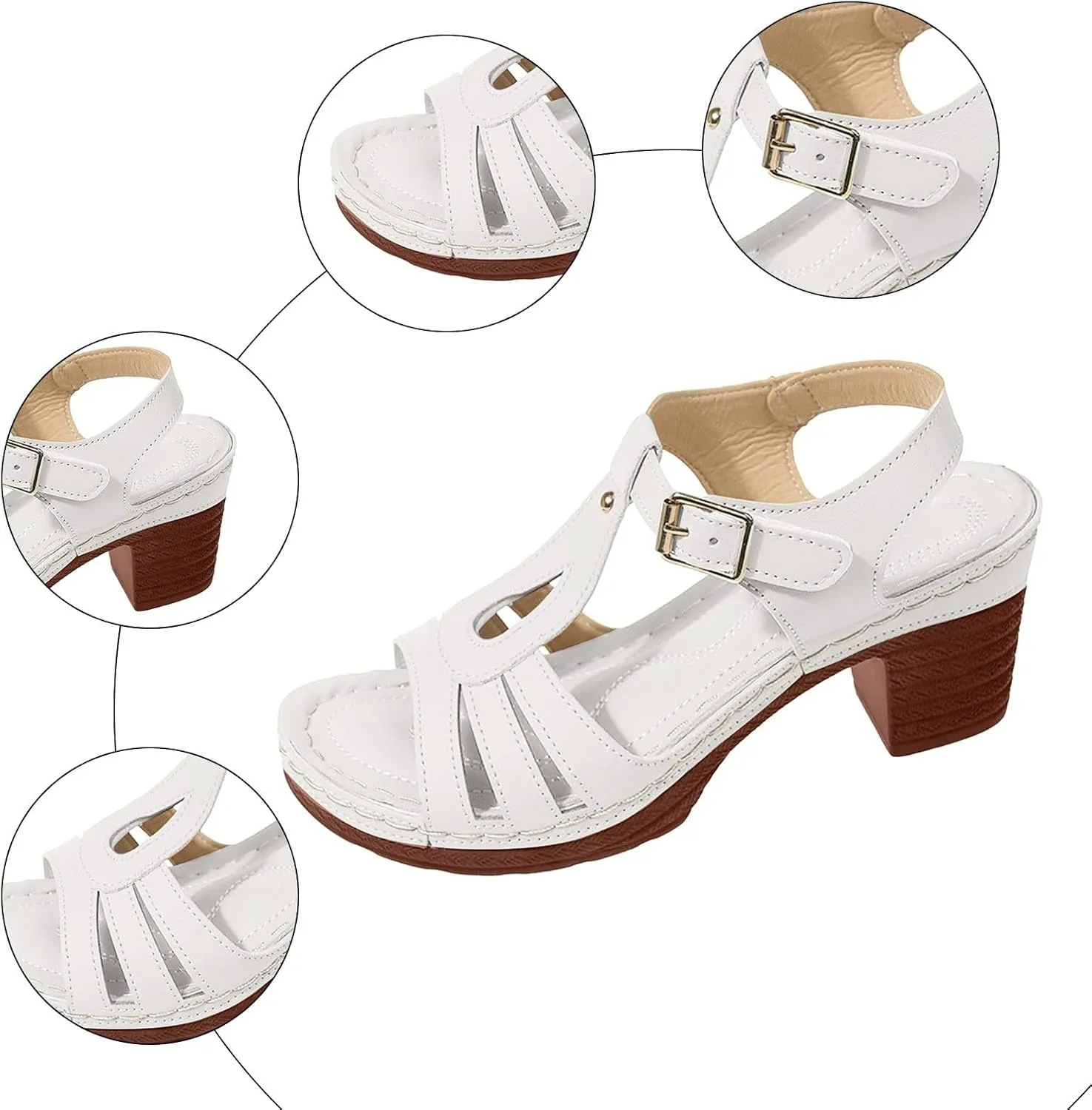 Chunky Heels for Women Sexy, Fashion Summer Block Heels Dressy Comfortable Open Toe Strappy Sandals Ankle Strap Stacked Platform Heels Slip On Mules Wedges Heels for Women Sandals