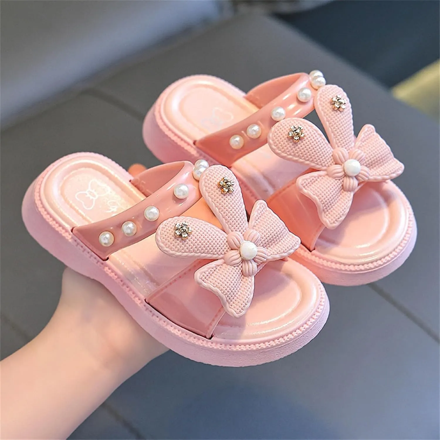 Cloud Pillow Comfy Slippers Girls Thick Sole Cute Bow Bedroom Slides Lightweight Sandals Kids Toddler Slippers Girls