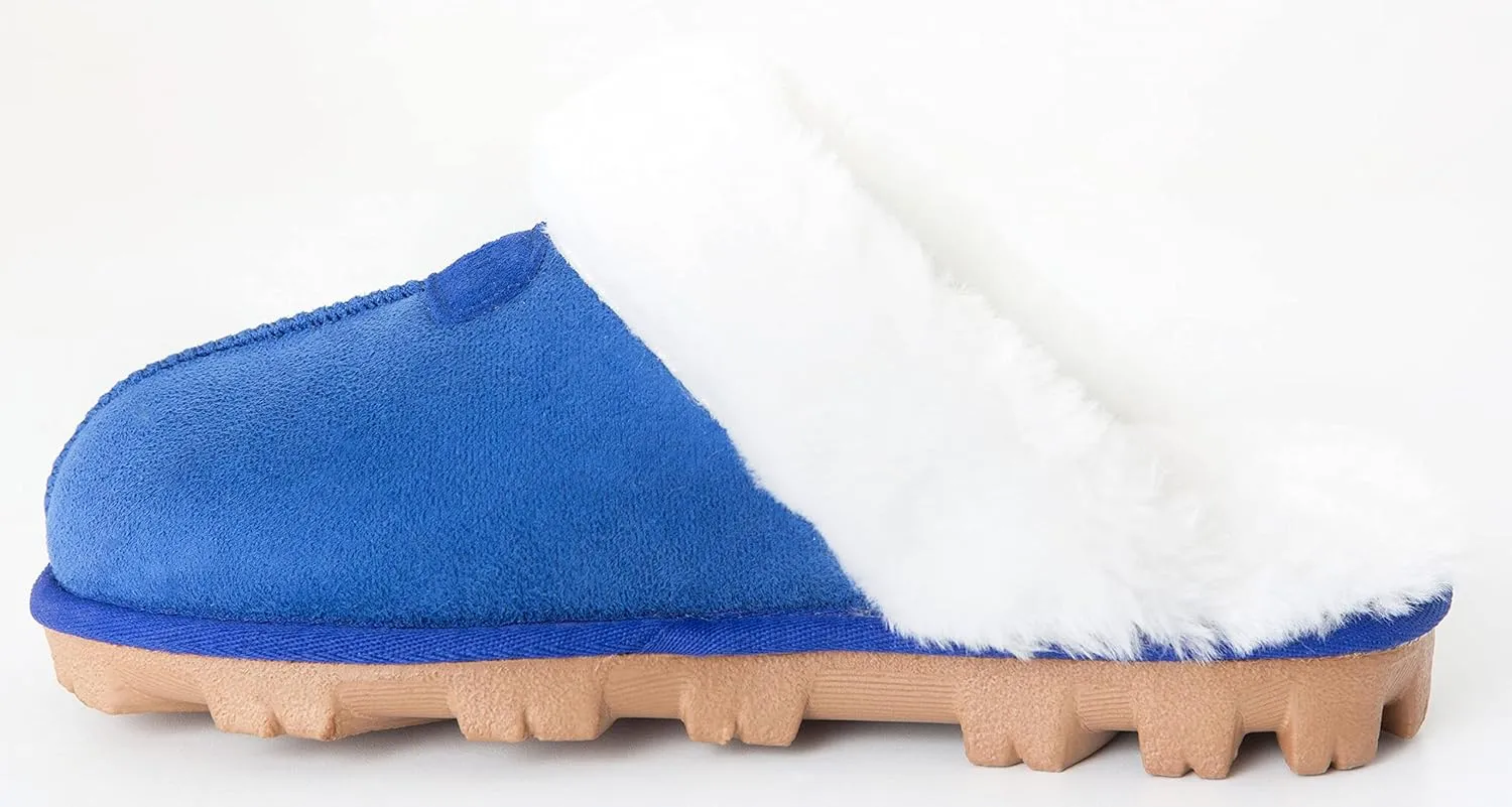 CLPP'LI Womens Slip on Faux Fur Warm Winter Mules Fluffy Suede Comfy Slippers