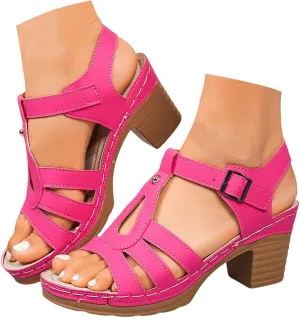 Comfortable Sandals For Women Dressy Heels Summer Casual Chunky Heel Slide Wide Strap Walking Beach Vacation Shoes