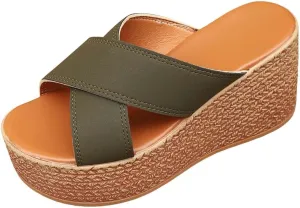 Comfortable Sandals for Women Dressy Slip On Platform Espadrilles Wedges Shoes Summer Beach Casual Slippers