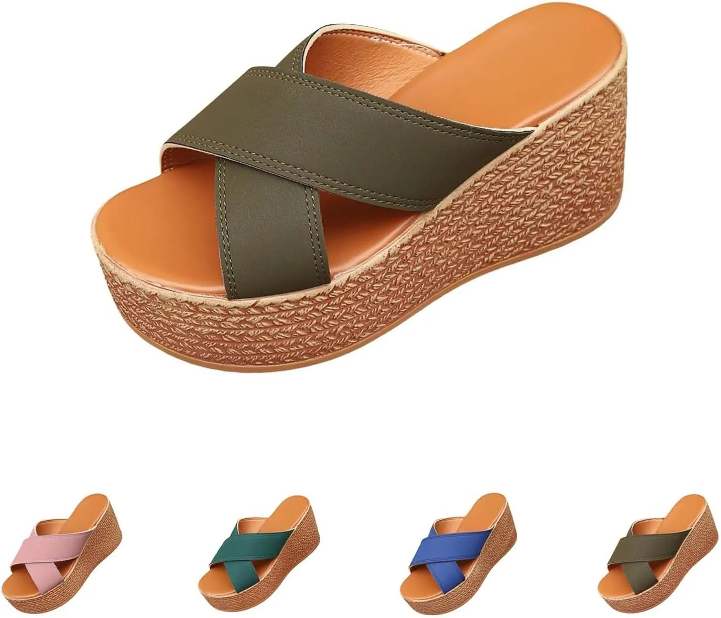 Comfortable Sandals for Women Dressy Slip On Platform Espadrilles Wedges Shoes Summer Beach Casual Slippers