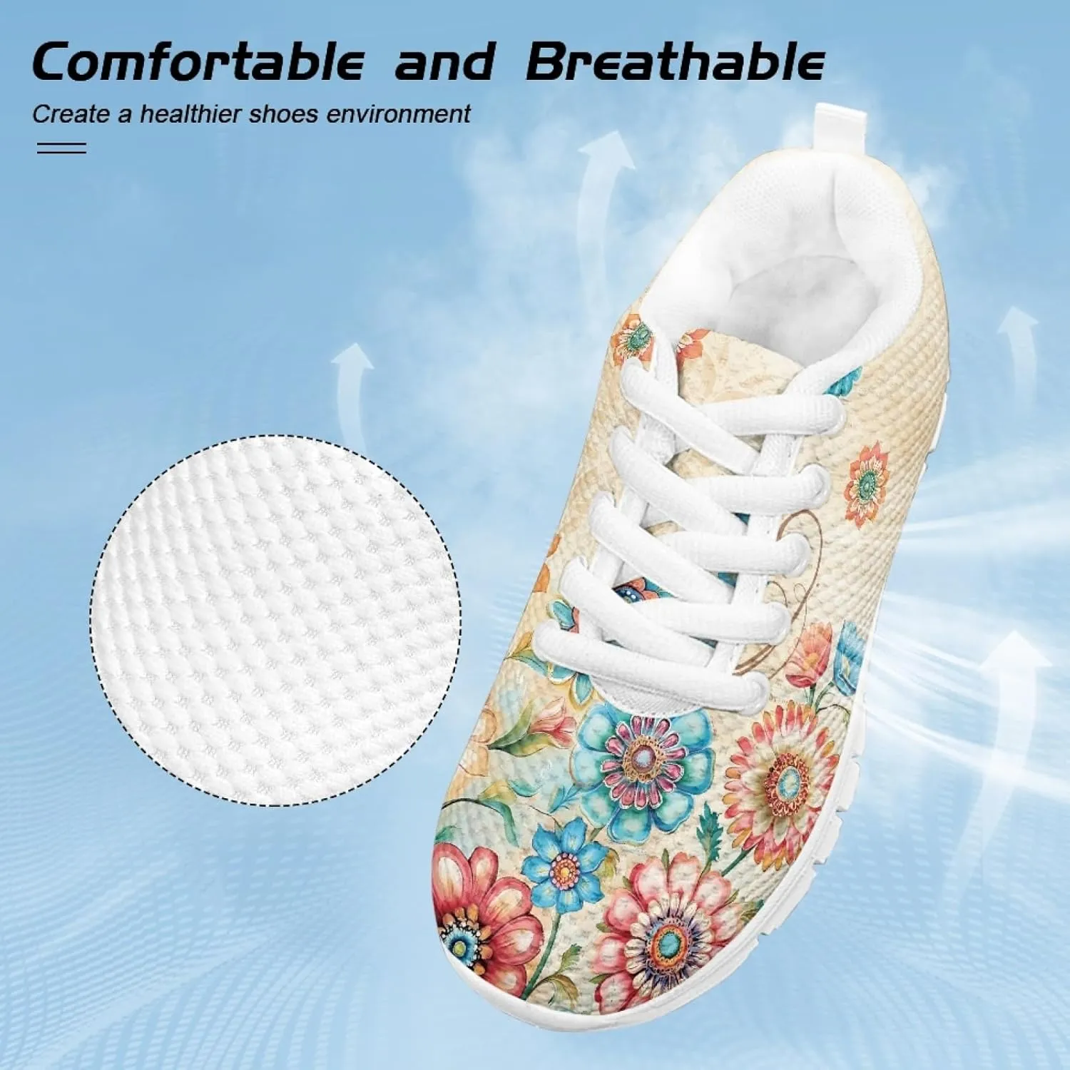 Cumagical Kids Sneakers Adjustable Lace up Breathable Running Shoes for School Sports Outdoor Play