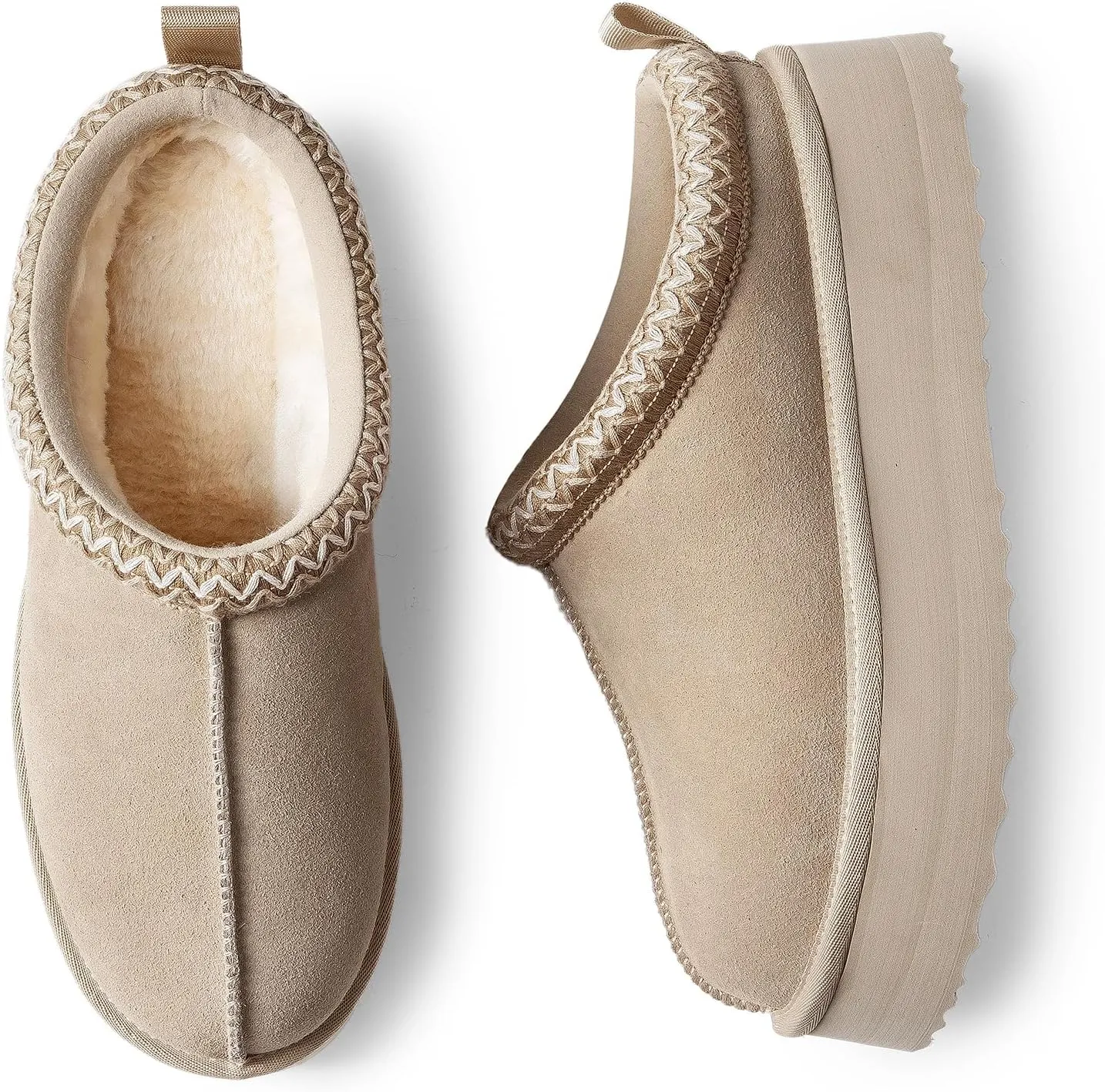 DREAM PAIRS Women's Slippers for Women Genuine Suede Platform Cozy FuzzyEasy Women's Platform Slip-on Slippers Winter Fluffy Warm Comfy Furry Shoes for Outdoor Indoor House