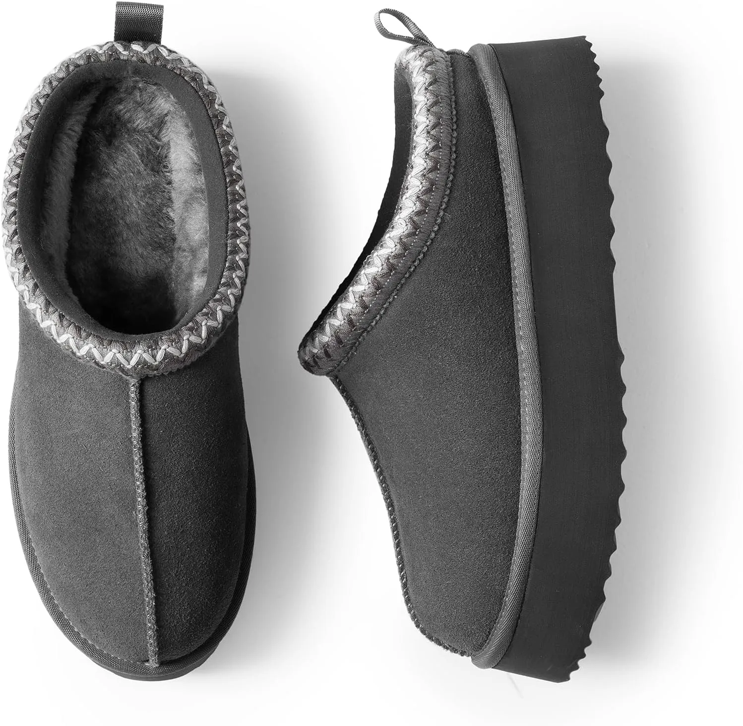 DREAM PAIRS Women's Slippers for Women Genuine Suede Platform Cozy FuzzyEasy Women's Platform Slip-on Slippers Winter Fluffy Warm Comfy Furry Shoes for Outdoor Indoor House