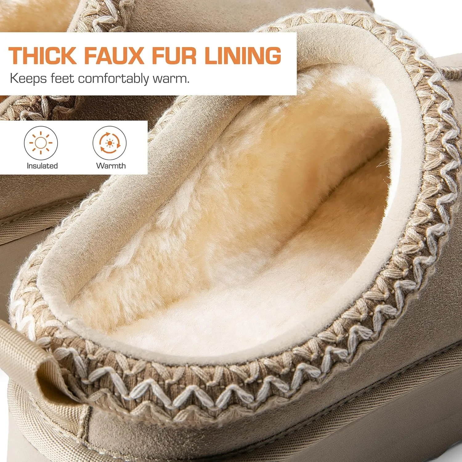 DREAM PAIRS Women's Slippers for Women Genuine Suede Platform Cozy FuzzyEasy Women's Platform Slip-on Slippers Winter Fluffy Warm Comfy Furry Shoes for Outdoor Indoor House