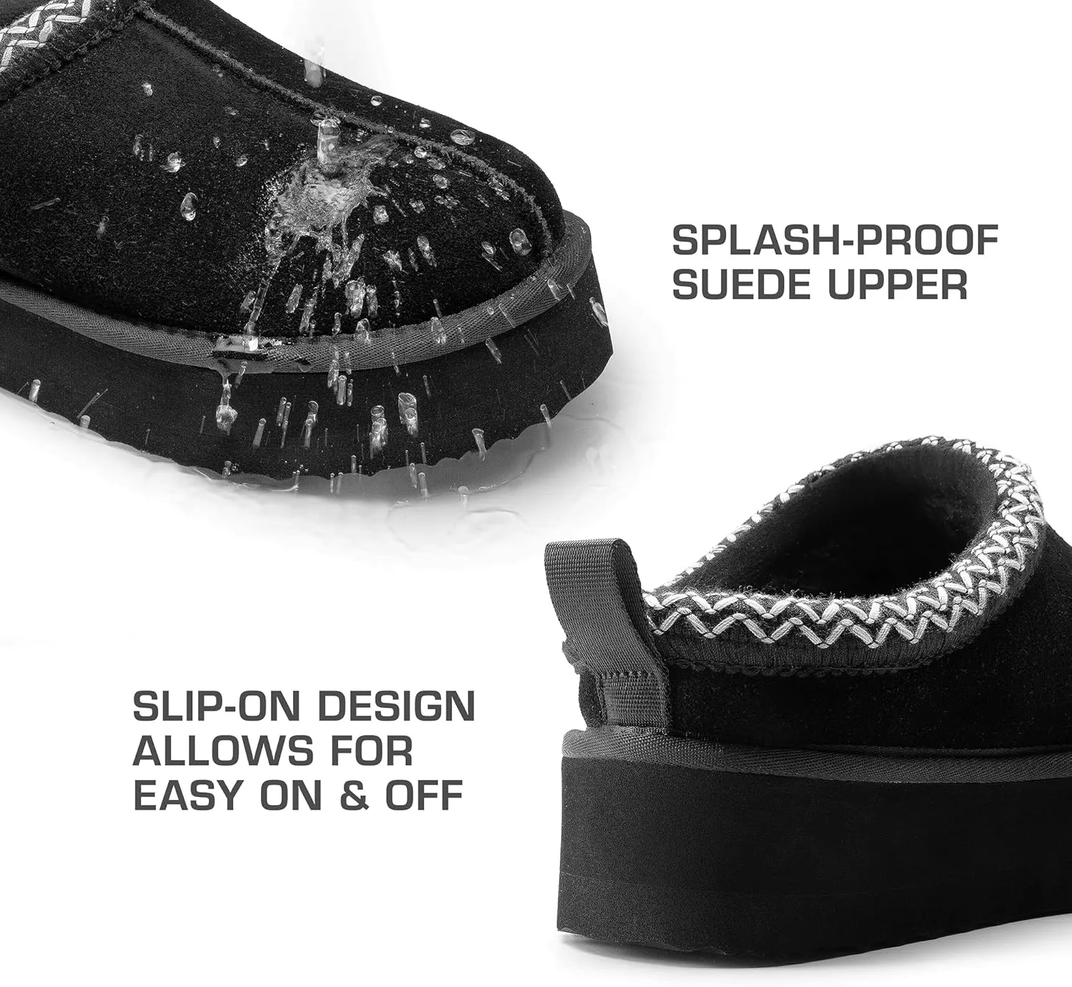 DREAM PAIRS Women's Slippers for Women Genuine Suede Platform Cozy FuzzyEasy Women's Platform Slip-on Slippers Winter Fluffy Warm Comfy Furry Shoes for Outdoor Indoor House
