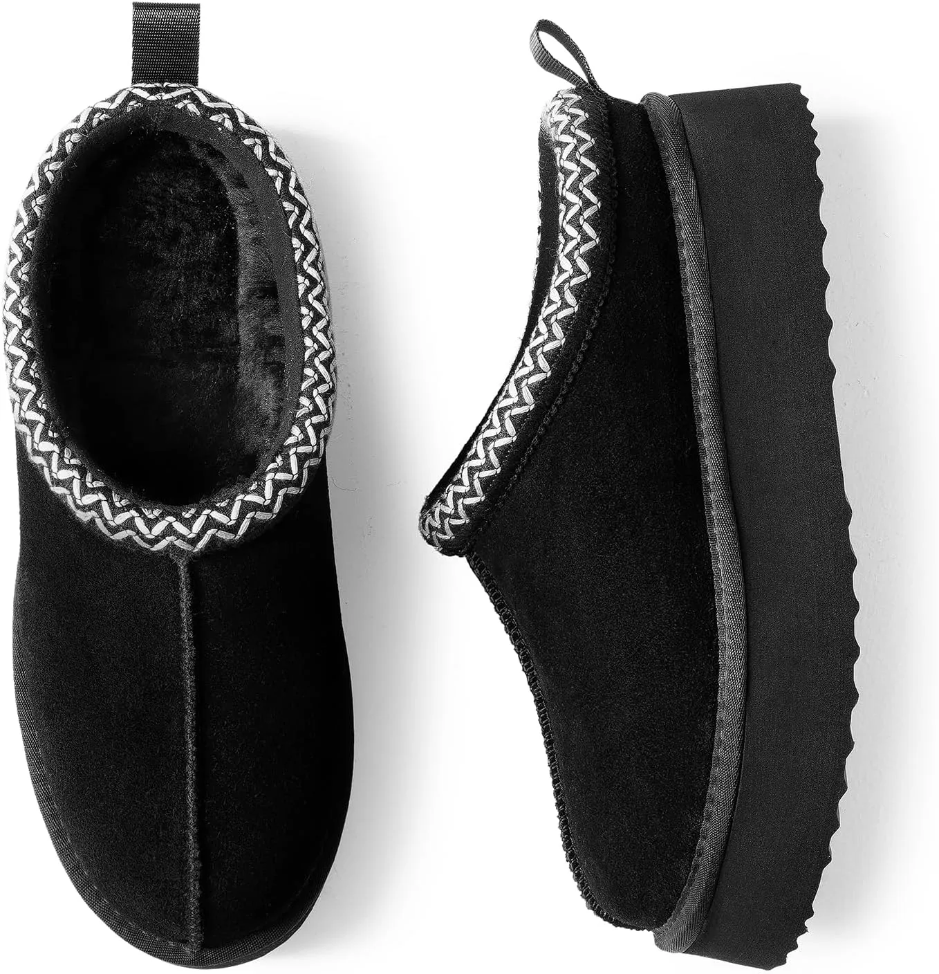 DREAM PAIRS Women's Slippers for Women Genuine Suede Platform Cozy FuzzyEasy Women's Platform Slip-on Slippers Winter Fluffy Warm Comfy Furry Shoes for Outdoor Indoor House