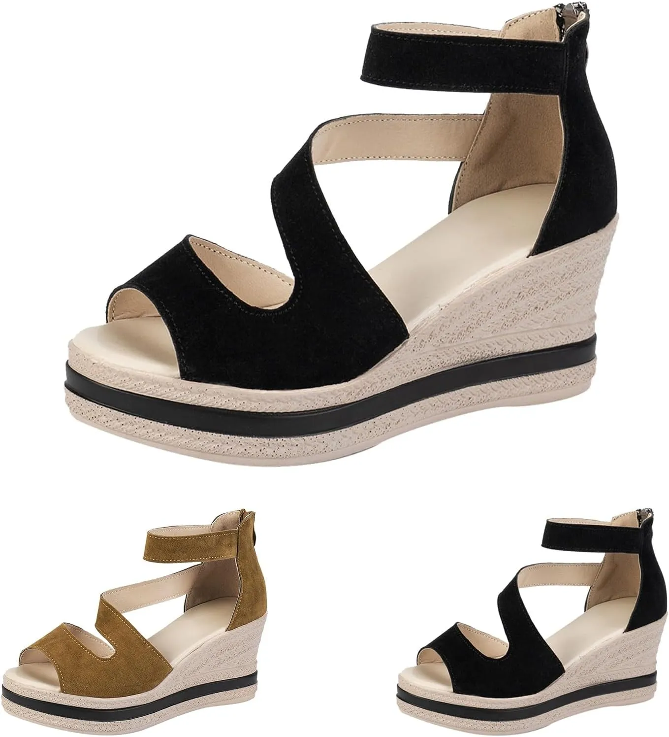 Dressy Sandals for Women 2025 Platform Wedge Espadrille Strappy Casual Braided Heels Summer Beach Shoes