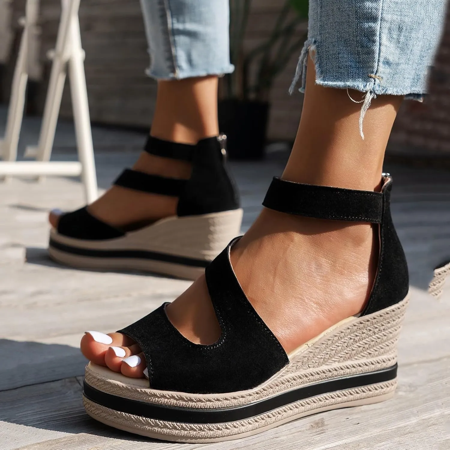 Dressy Sandals for Women 2025 Platform Wedge Espadrille Strappy Casual Braided Heels Summer Beach Shoes