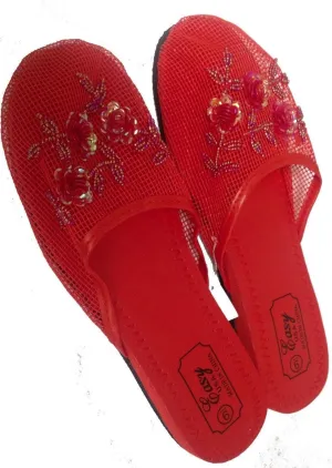 Easy USA Women's Mesh Slippers with Sequin