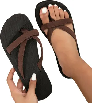 Eduavar Flip Flops for Women, Sandals for Women Dressy Open Toe Flat Sandals Comfortable Beach Flip Flops Shoes