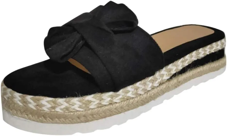 Eduavar Sandals Women Dressy Summer, Sandals Women Bow Toe Wedge Platforms Sandals Dressy Summer Comfy Slip On Sandals