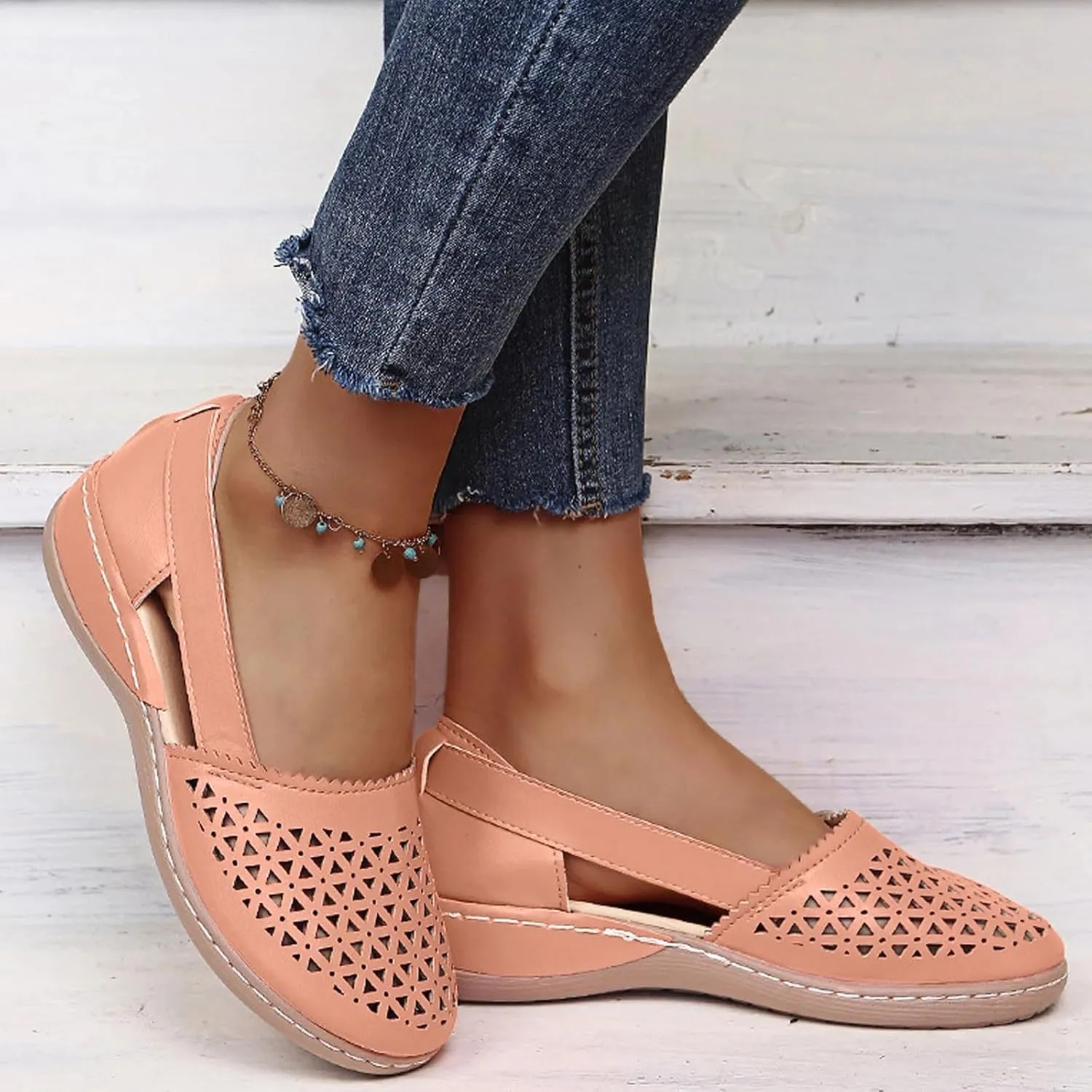 Eduavar Summer Sandals for Women 2023, Sandals Women Comfortable Close Toed Sandals Lace-up Flat Strap Sandals Shoes