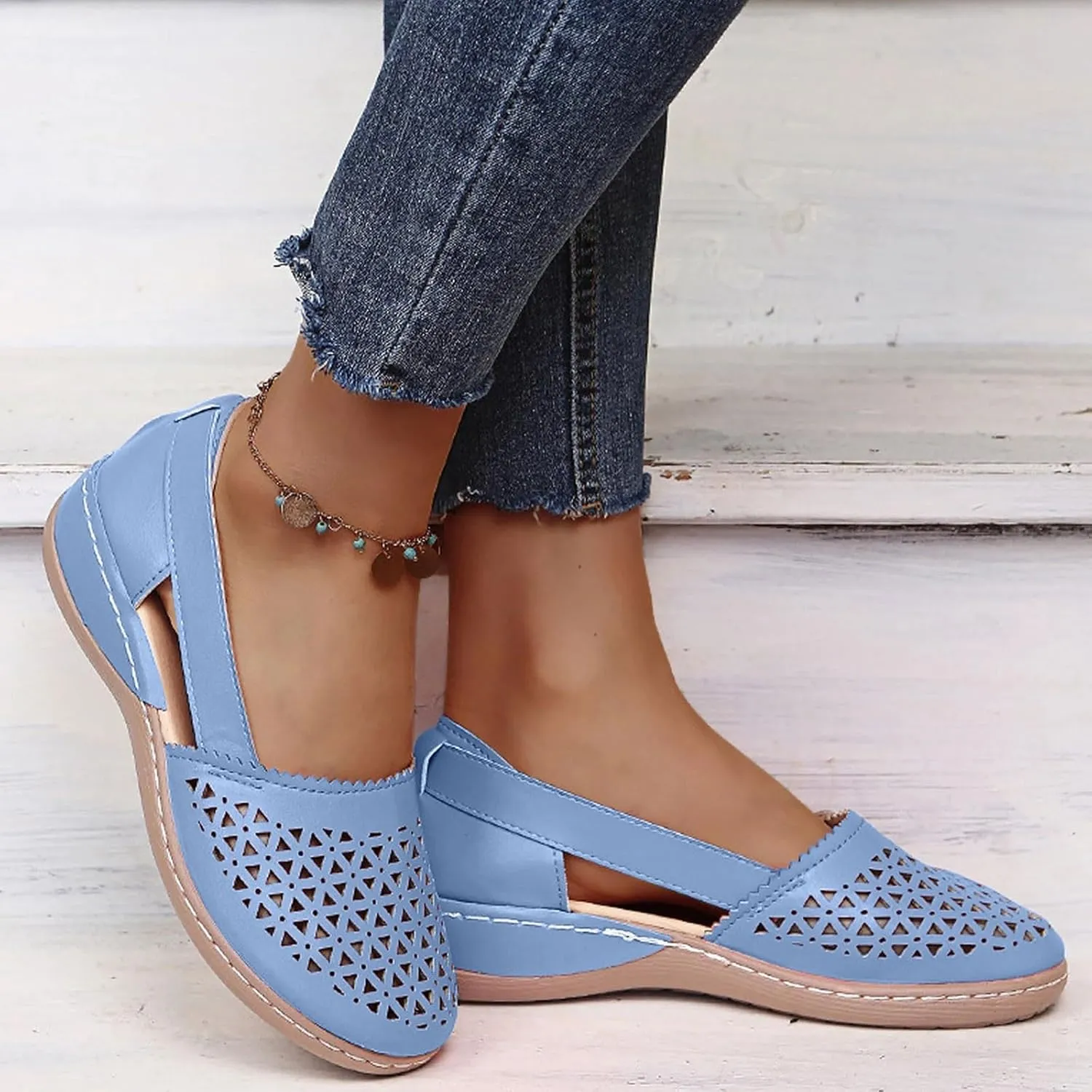 Eduavar Summer Sandals for Women 2023, Sandals Women Comfortable Close Toed Sandals Lace-up Flat Strap Sandals Shoes