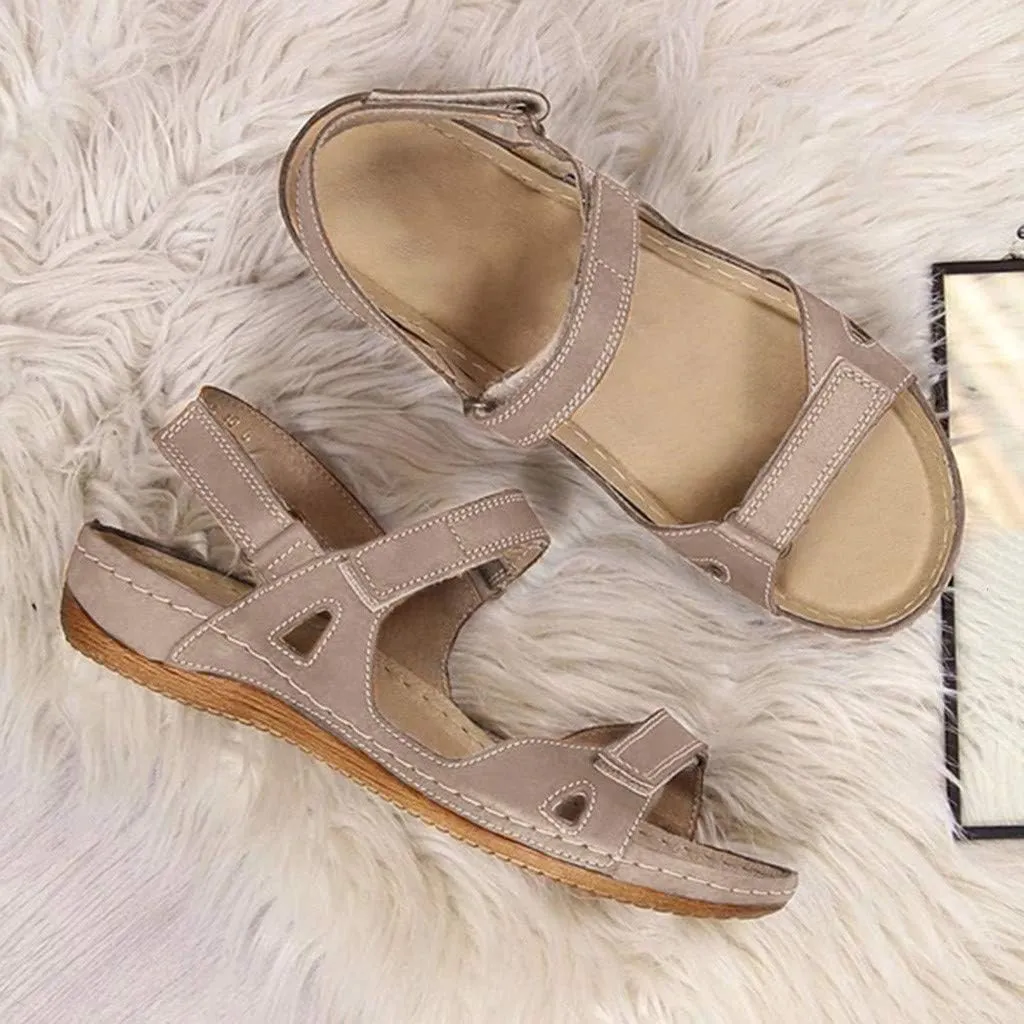 Eduavar Summer Sandals for Women, Orthopedic Sandals for Women Peep Toe Wedge Sandals Comfortable Ankle Strap Sandals