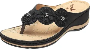 Eduavar Womens Sandals Dressy, Sandals Women Dressy Summer Beach Flip Flops Comfy Flat Sandals with Arch Support