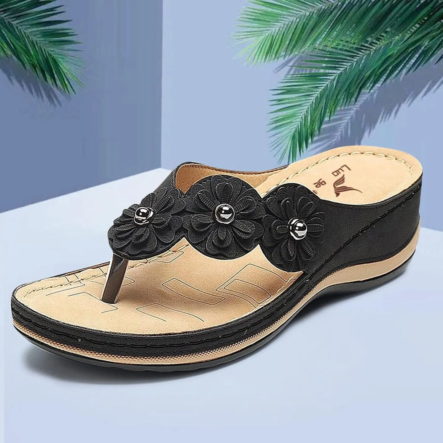 Eduavar Womens Sandals Dressy, Sandals Women Dressy Summer Beach Flip Flops Comfy Flat Sandals with Arch Support