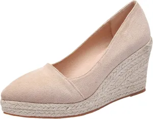 Fashion Toe Slip On Espadrilles Casual Shoes Women Canvas Trendy Shoes High Heels Wedge Sandals for Women