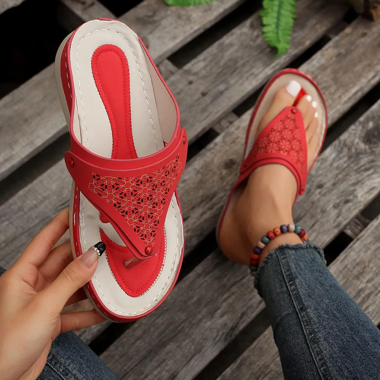 Fashion Women Summer Solid Wedges Breathable Slip On Open Toe Sandals Comfortable Beach Shoes Slides