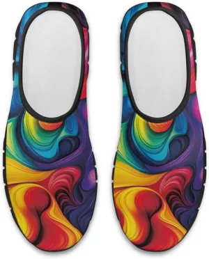 Flower Print Slip on Shoes for Women No Laces Casual Loafers Breathable Running Shoes Walking Sneakers