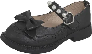 Girls Bowknot Dress Shoes Wedding Leather Princess Shoes Par𝘁y School Shoes Lightweight Sandals Wedges for Kids