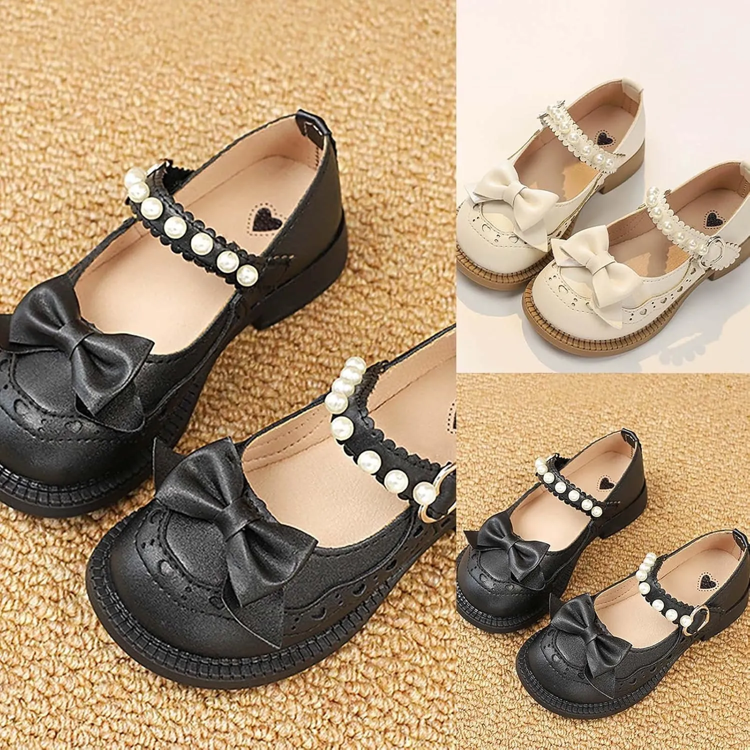 Girls Bowknot Dress Shoes Wedding Leather Princess Shoes Par𝘁y School Shoes Lightweight Sandals Wedges for Kids