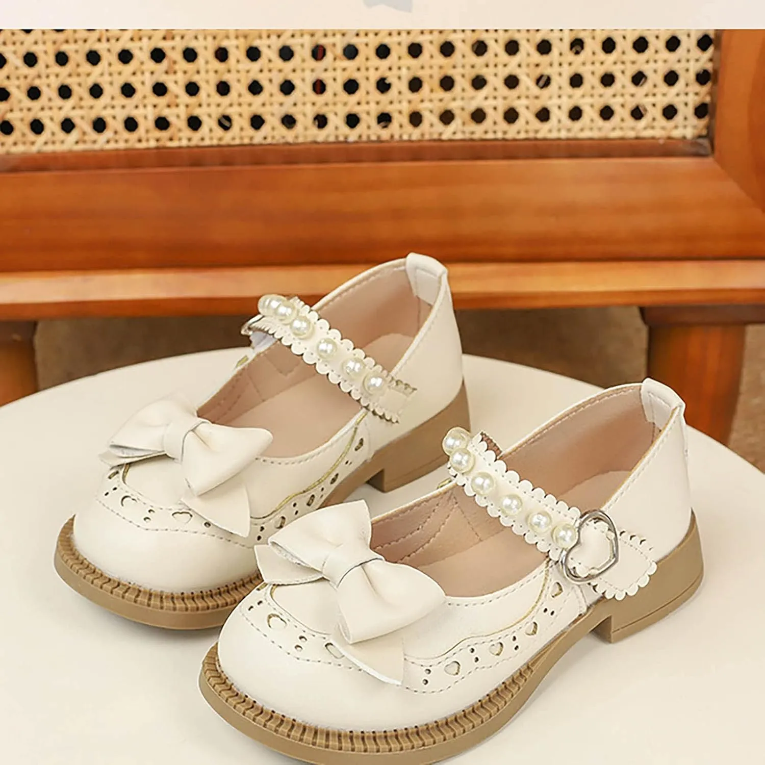 Girls Bowknot Dress Shoes Wedding Leather Princess Shoes Par𝘁y School Shoes Lightweight Sandals Wedges for Kids