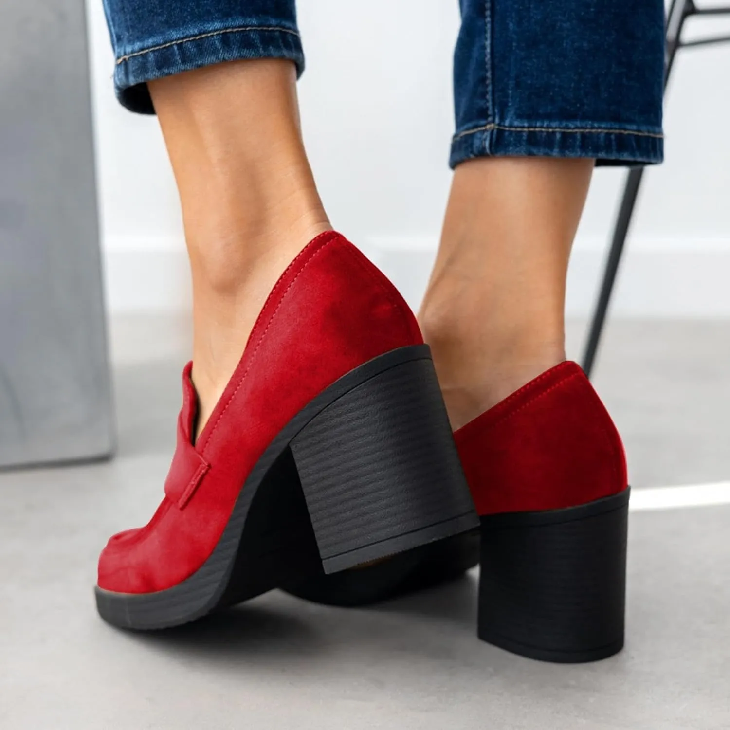 heelchic Chunky Loafers Women Dressy, Pumps Shoes for Women Pointed Closed Toe, Comfortable Block Heels Penny Loafers Slip On