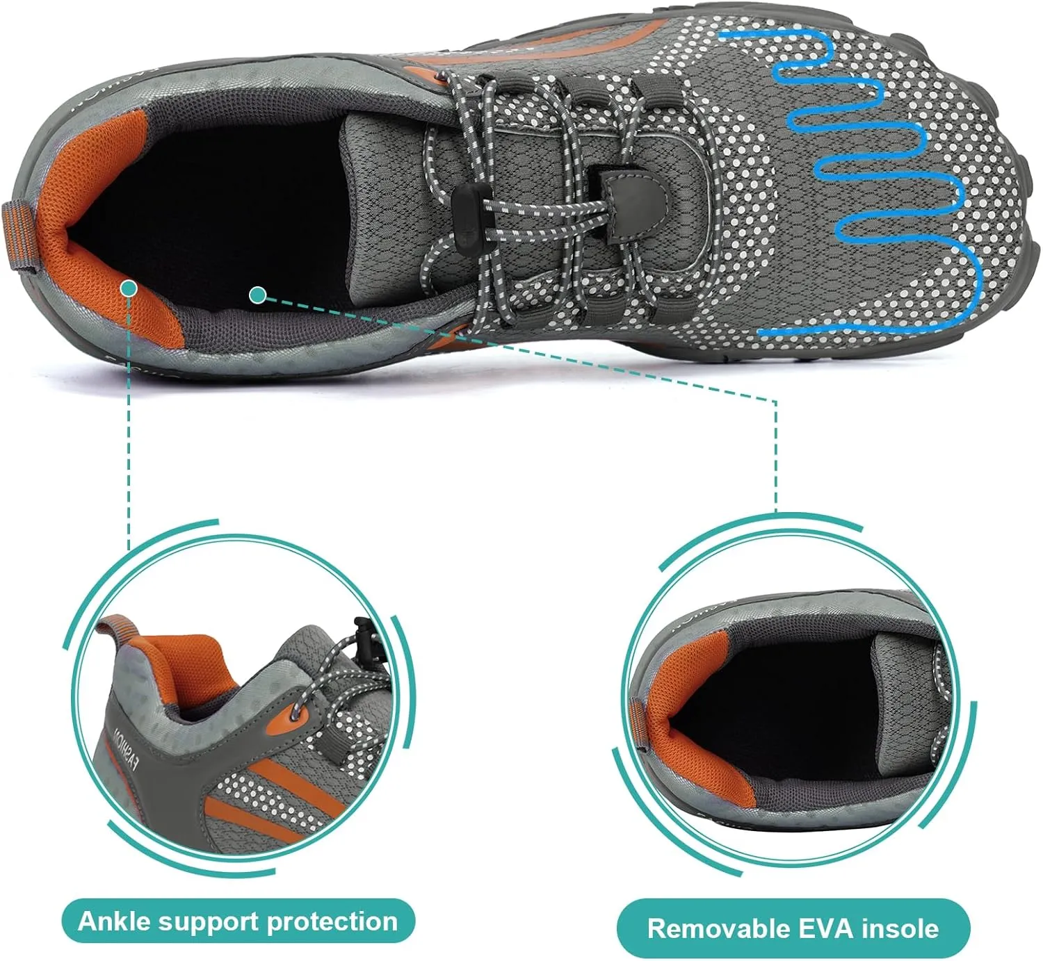 Hike Barefoot Shoes Womens Mens, Thick Barefoot Water Shoes Mens Women Non-Slip & Wide Toe Zero Drop Lightweight Minimalist Footwear for Workout Hiking Trail Running Causl