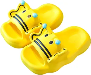 Kids Slides Cartoon B𝐞e Pattern Slippers Soft Sole Water Shoes Lightweight Sandals Non-Slip Shower Slide