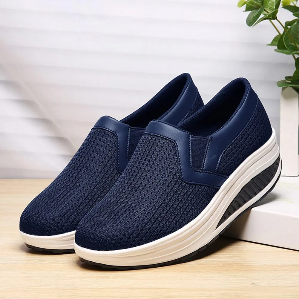 L LOUBIT Women Wedge Shoes Breathable Mesh Sneakers Slip On Comfort Walking Shoes