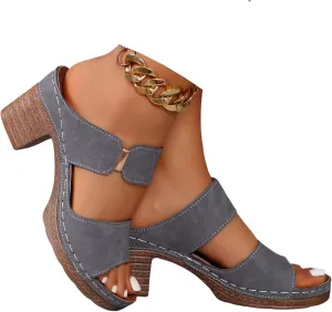 Ladmiple Chunky Heels For Women Backless Low Block Comfortable Open Toe Ankle Strap Party Dress Pump Shoes Heeled Sandals