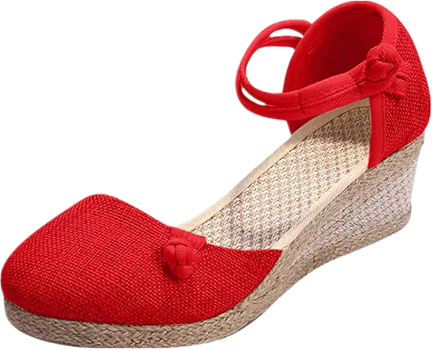 Ladmiple Closed Toe Espadrille Platform Wedge Sandals For Women Casual Flatform Dressy Summer Fashion Slip On Shoes