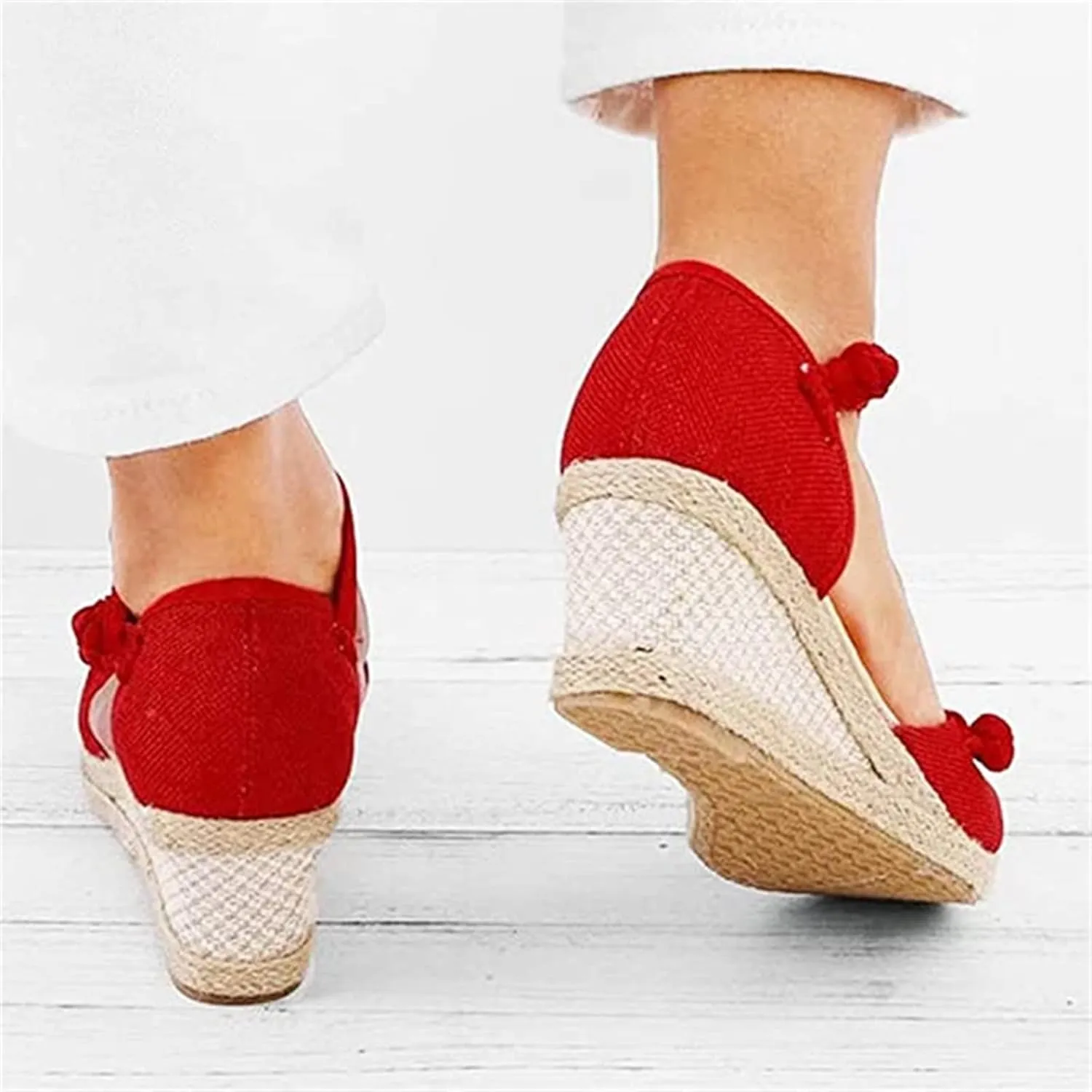 Ladmiple Closed Toe Espadrille Platform Wedge Sandals For Women Casual Flatform Dressy Summer Fashion Slip On Shoes