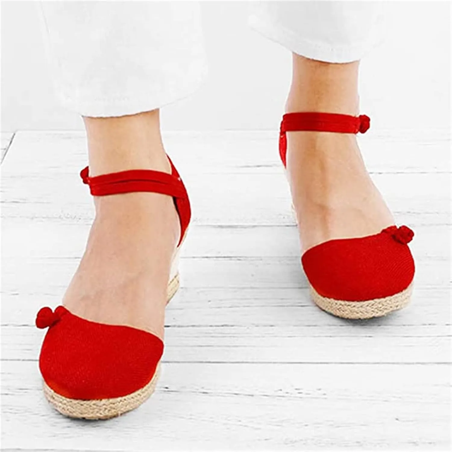 Ladmiple Closed Toe Espadrille Platform Wedge Sandals For Women Casual Flatform Dressy Summer Fashion Slip On Shoes