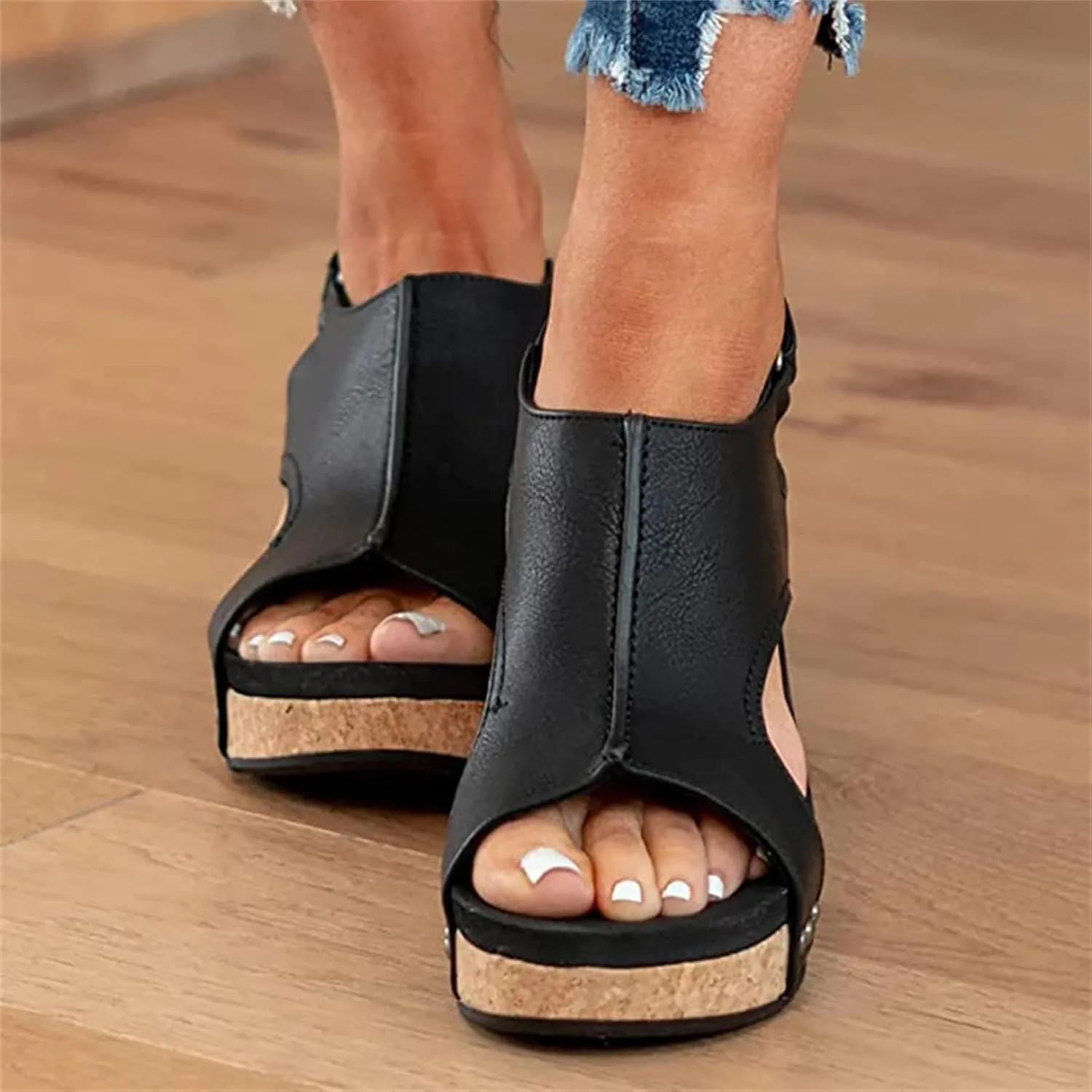 Ladmiple Sandals for Women Dressy Summer,Women's Comfy Espadrille Wedge Platform Sandals Ankle Buckle Open Toe Sandals