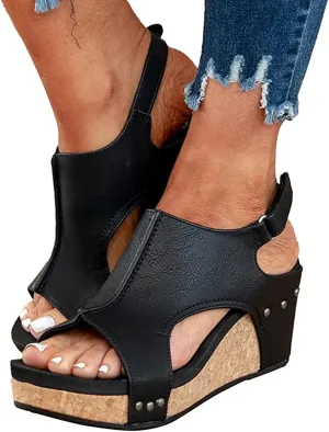 Ladmiple Sandals for Women Dressy Summer,Women's Comfy Espadrille Wedge Platform Sandals Ankle Buckle Open Toe Sandals