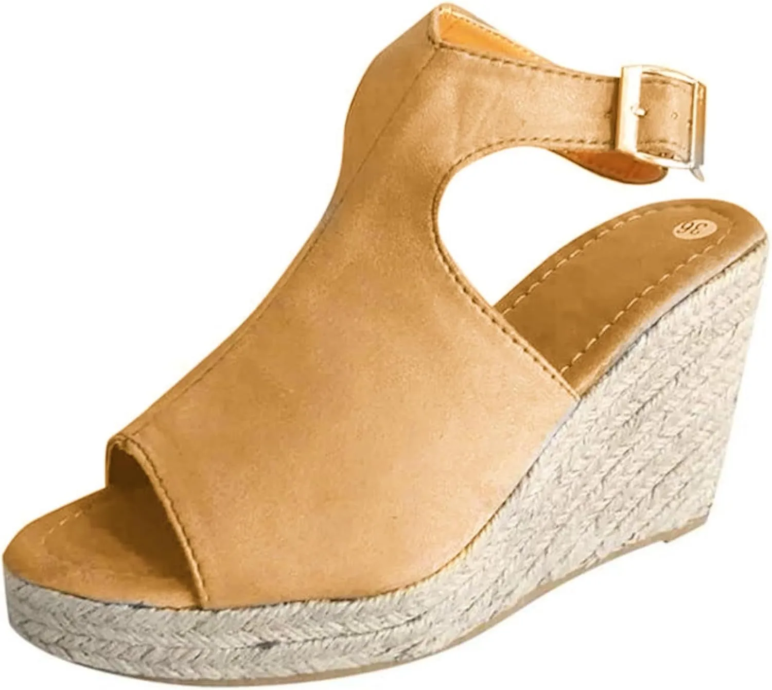 Ladmiple Sandals Women Comfortable Dressy Wedge Platform Espadrilles Sandals Open Toe Ankle Strap Casual Summer Dress Shoes