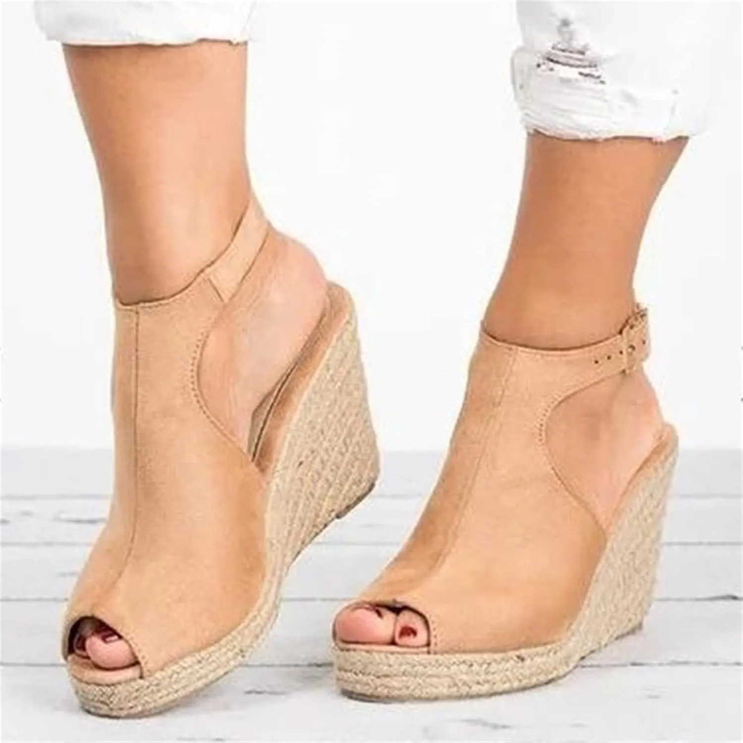 Ladmiple Sandals Women Comfortable Dressy Wedge Platform Espadrilles Sandals Open Toe Ankle Strap Casual Summer Dress Shoes