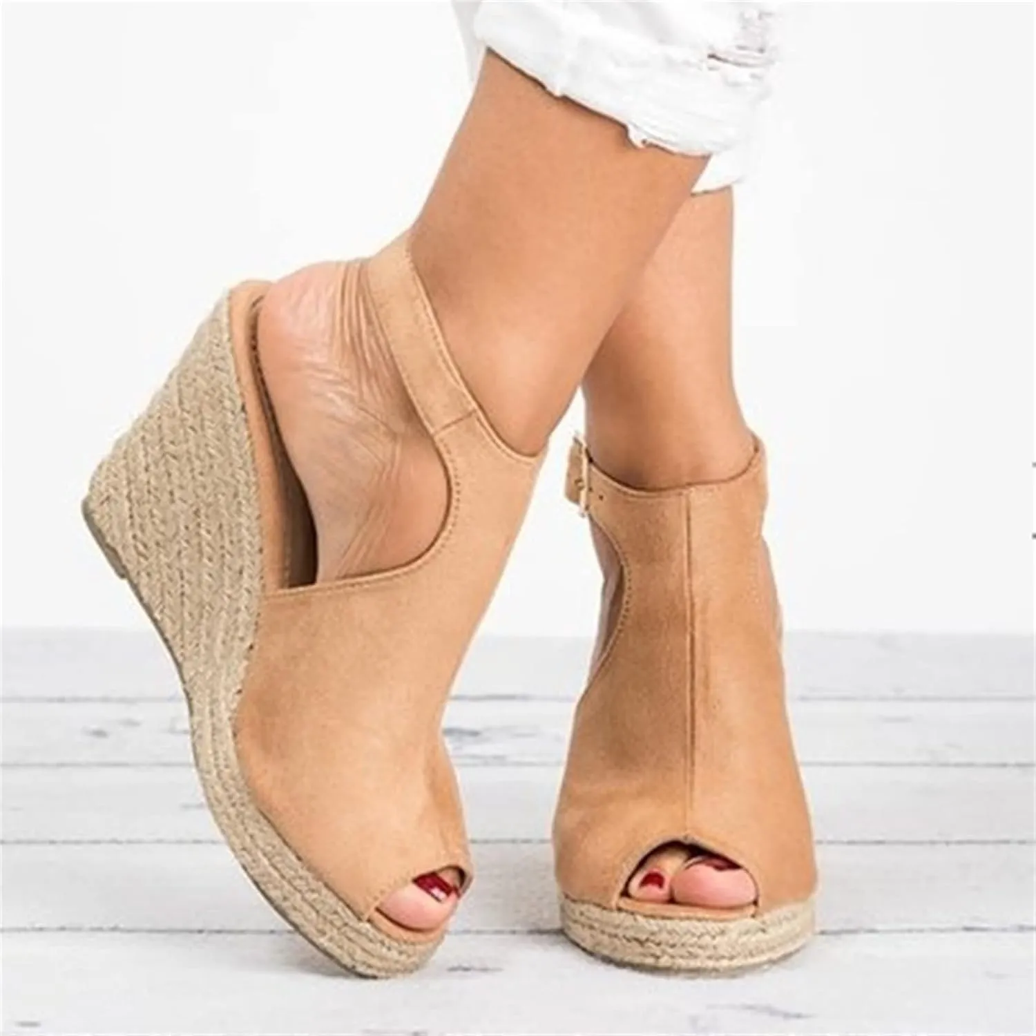 Ladmiple Sandals Women Comfortable Dressy Wedge Platform Espadrilles Sandals Open Toe Ankle Strap Casual Summer Dress Shoes