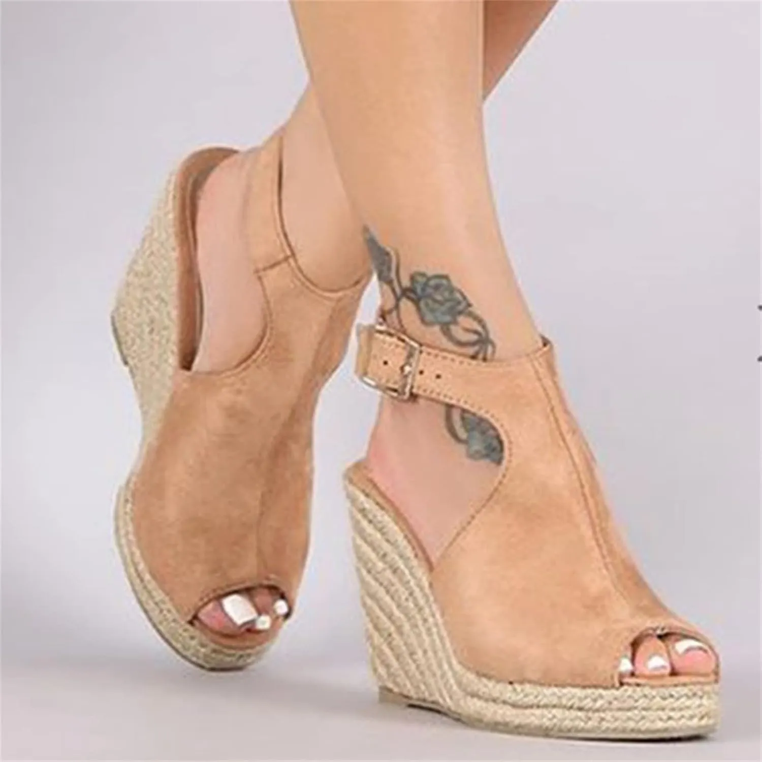 Ladmiple Sandals Women Comfortable Dressy Wedge Platform Espadrilles Sandals Open Toe Ankle Strap Casual Summer Dress Shoes