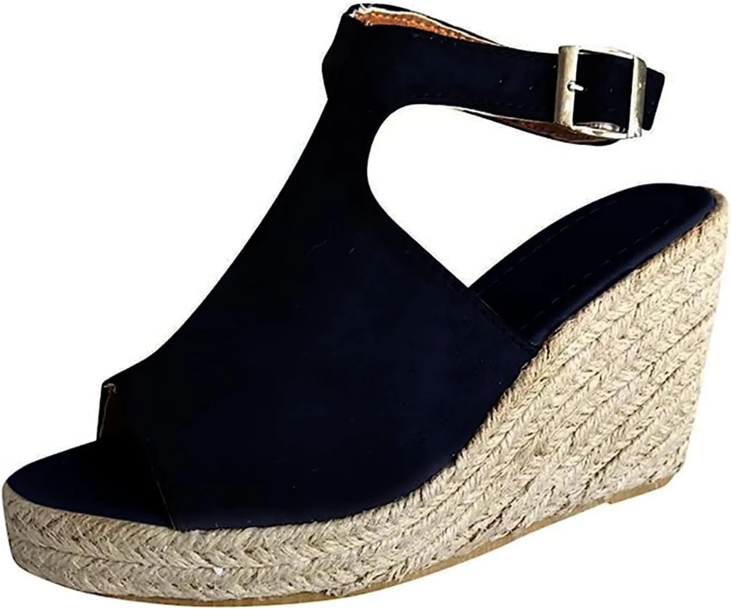 Ladmiple Summer Sandals for Women 2023 Comfy Ankle Strap Slip On Wedge Sandal Open Toe Casual High Heels Platform Wedges